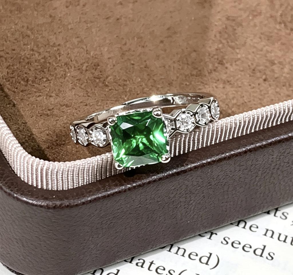 Princess square diamond live adjustable ring small versatile colored treasure ring for girlfriend Qixi Festival gift