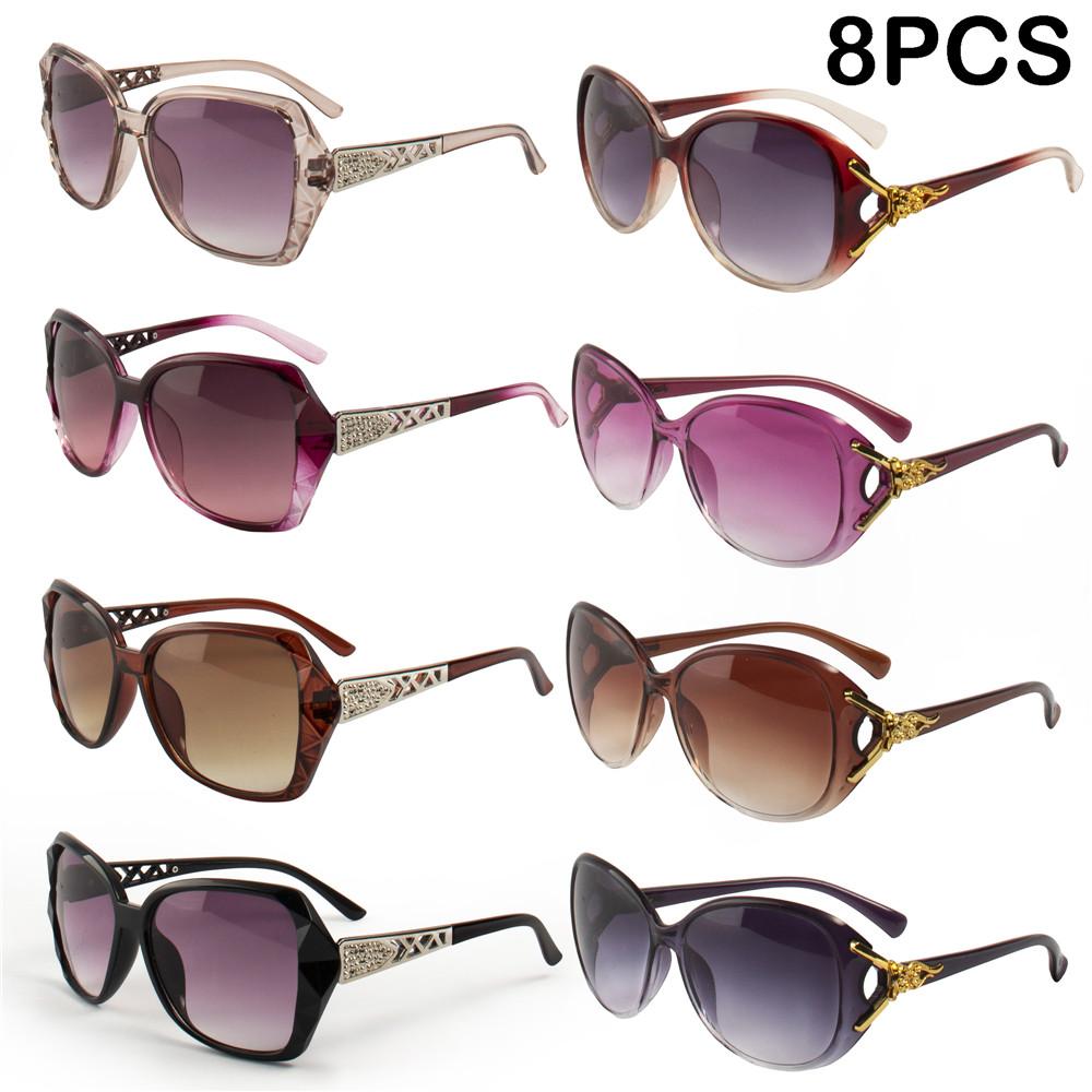 8PCS Fashion Oversized Sunglasses PC Female Big Frame Gradient Sun Glasses Mujer