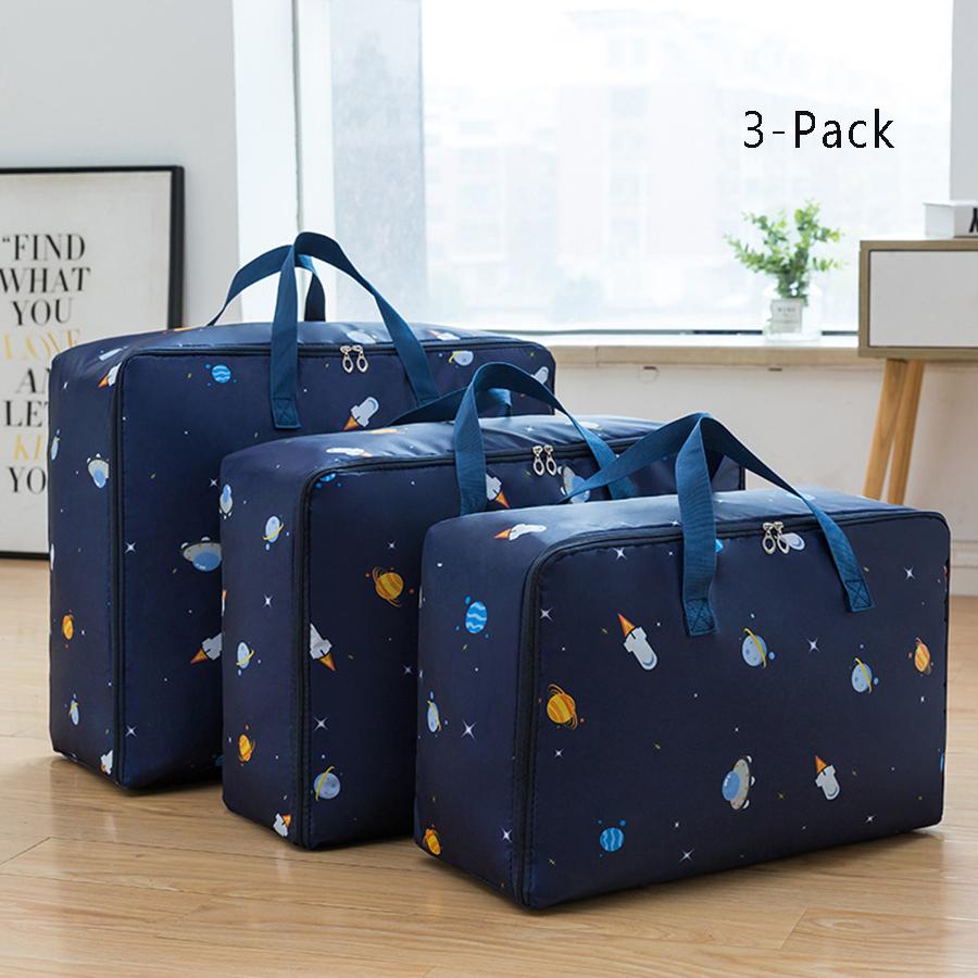 3 шт Большая вместимость Сумка для хранения одеял Ткань Оксфорд Водонепроницаемая сумка для хранения Багажная сумка для переезда Сумка для одежды 2419₽