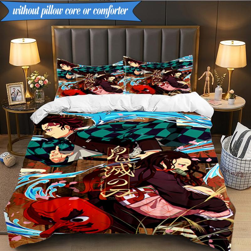 Anime Samurai Warrior's Journey 3pcs K-pop music group Bedding set,Ideal for Bedroom, Dormitory,Including Duvet Cover And 2pcs Pillowcases,Fan gifts