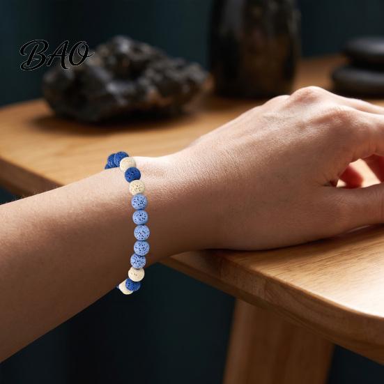 Simple Versatile Daily Accessory Obsidian Stone Bracelet for Men Women, Colorful Rock Beads Casual Travel Outfit Stackable Stretch Bracelet,