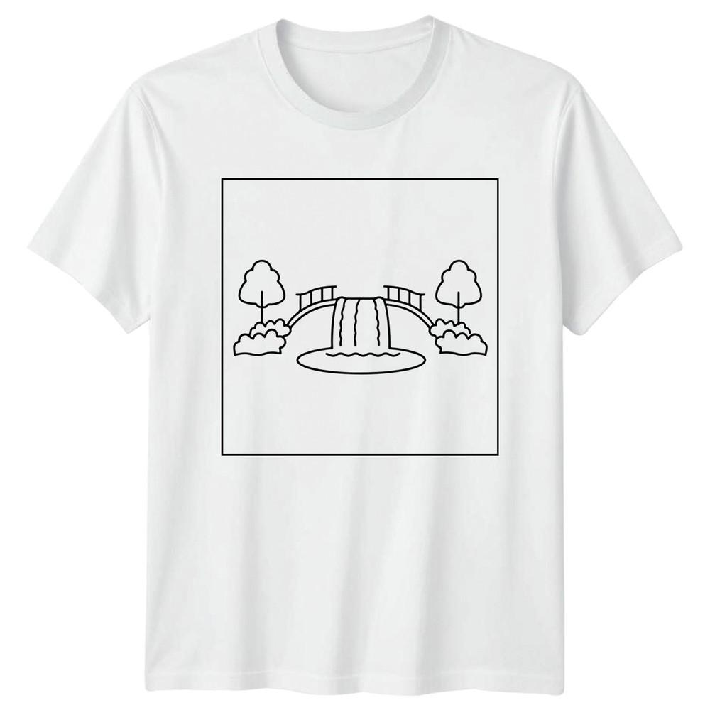 Waterfall Bridge Graphic Unisex TShirt Ladies Tee Unisexs Top Landmarks S
