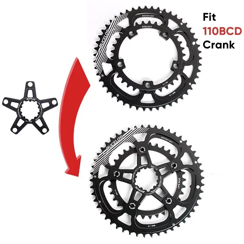 BUCKLOS Bike Chainring 110BCD Road Bicycle Crown Double Road Chainwheel 34T/50T 36/52T 39T/53T for 8/9/10/11 Speed Crankset