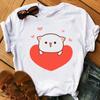 Peach And Goma Mochi Cat Animal Print Tshirt Femme Harajuku Shirt Streetwear Women Short Sleeve Gifts Tshirt Women Clothing