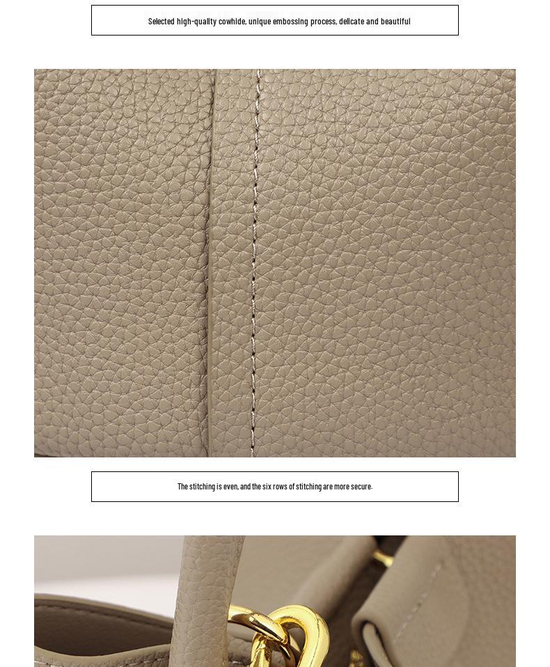 Women's Versatile Small Tote: This Year's Trendy Genuine Leather Crossbody Commuter Bucket Handbag