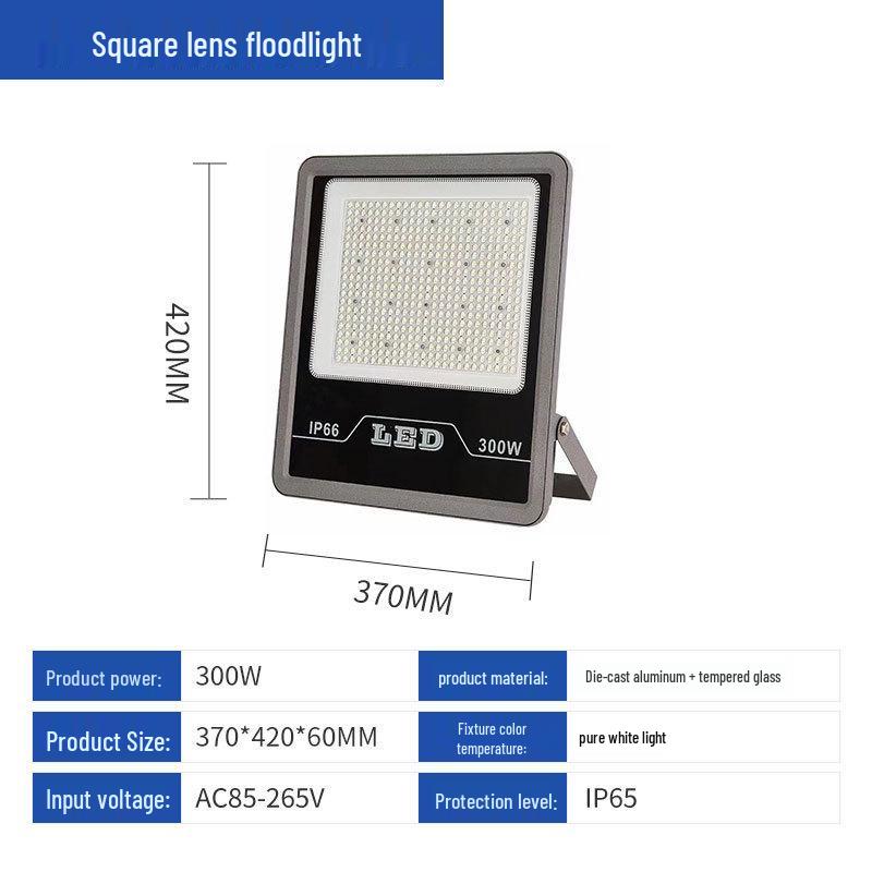 500W Waterproof LED Floodlight for Outdoor, Workshop, and Construction Site - Super Bright High-Power Spotlight