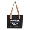 Fashionable Canvas Tote Bag For Students Stylish Large Capacity Shoulder Bag In Black White Or Khaki