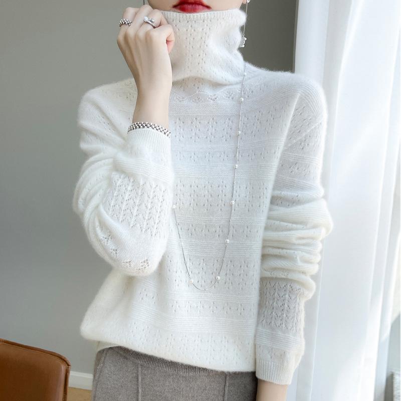 

Temperament свитер с высоким воротом, женская толстая рубашка с низом, осенне-зимний мягкий и тонкий свитер XXL белый