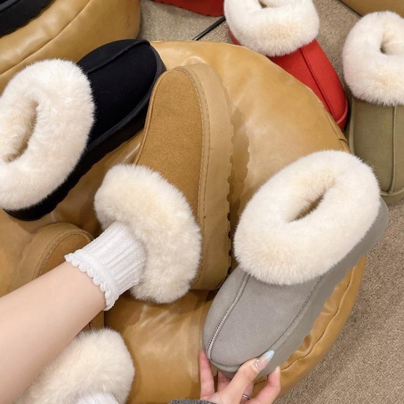 Thick-soled Fur Integrated Warm Snow Boots Women's Shoes New Autumn and Winter Piled Thickened Fluffy Shoes Cotton Shoes
