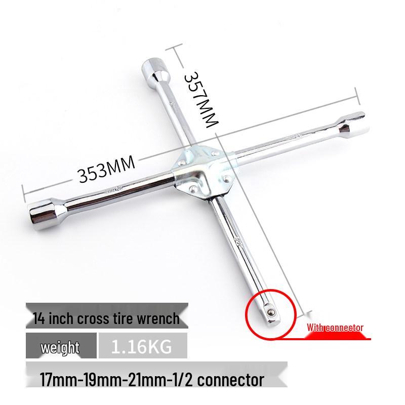 Labor-Saving Tire Wrench: Extended Disassembly Cross-Socket Set
