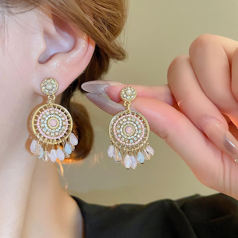 European and American Exaggerated Heavy-duty Crystal Tassel Earrings for Women, Elegant and Sophisticated Earrings, Trendy New Bestsellers