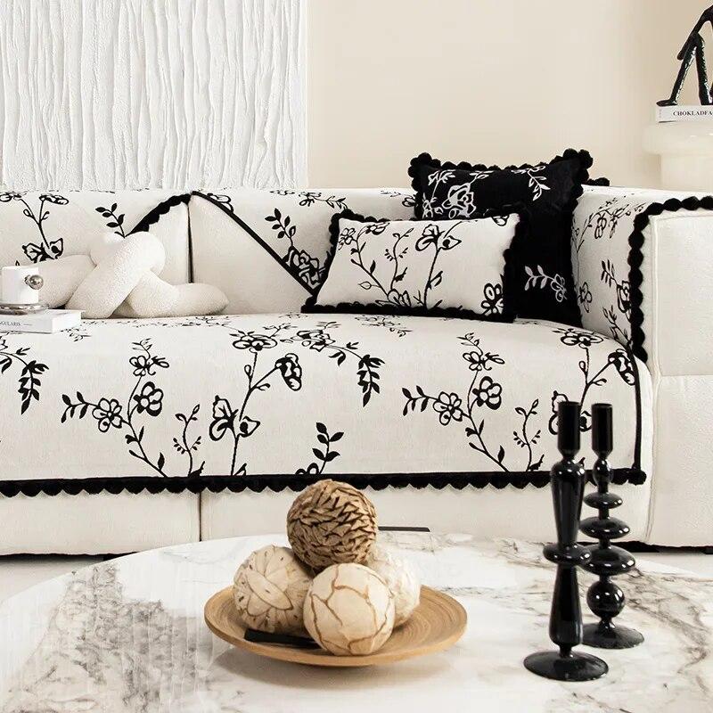 

Подушка для дивана из синели, жаккардовая с чехлом для дивана, противоскользящий чехол в стиле ретро, ​​универсальный износостойкий подлокотник для гостиной 70x70cm 1pcs