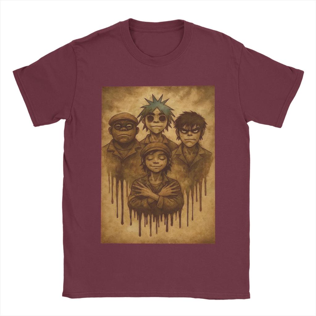 Gorillaz Band T-Shirt Unisex 100% Baumwolle Lustige T-Shirts Rundhals T-Shirt Kurzarm Kleidung Bedruckt