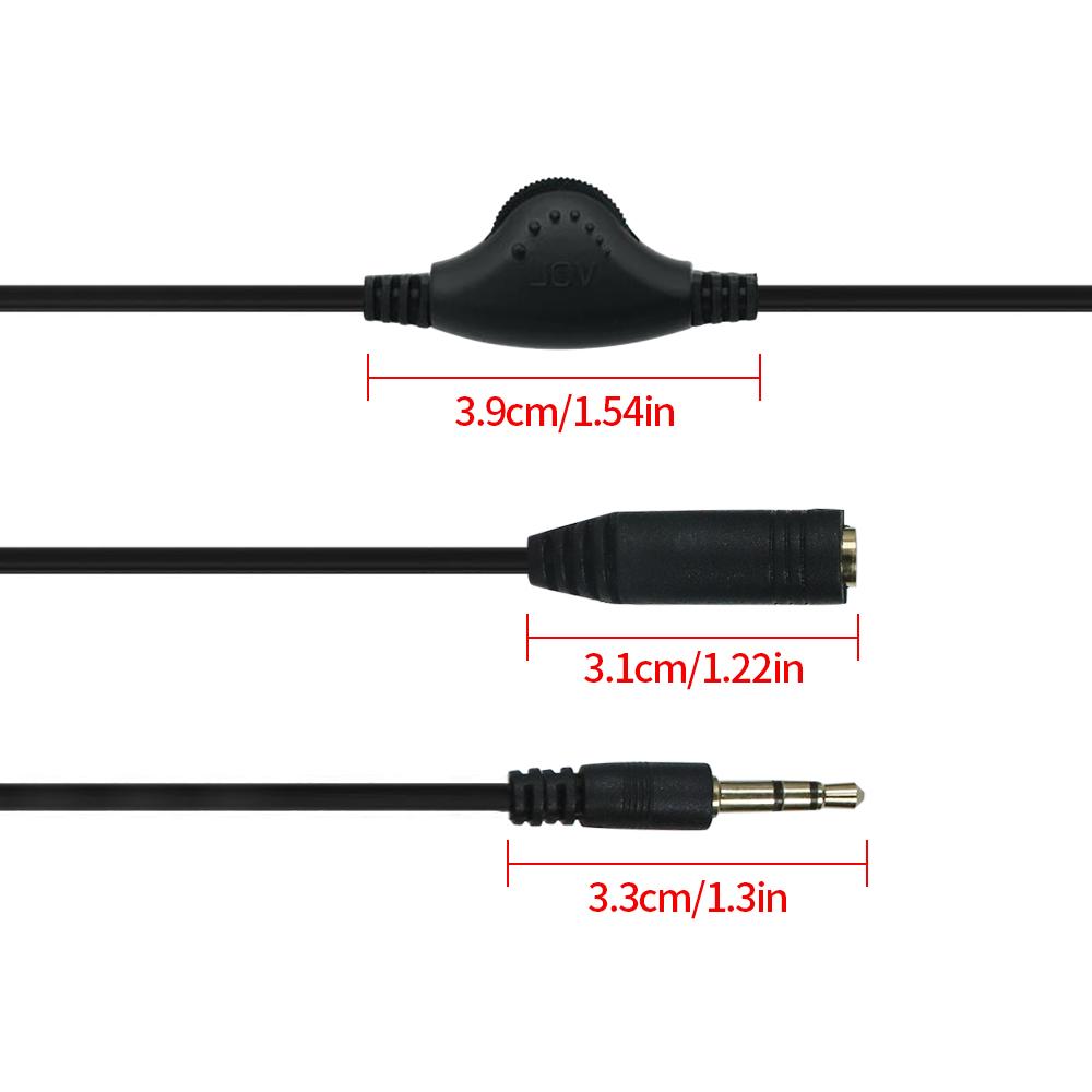 3.5mm Jack AUX Male to Female Adapter Extend Extension Cable Audio Stereo Cord with Volume Control Earphone Headphone WireGood product