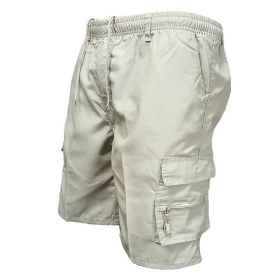 Men Cargo Shorts Drawstring Elastic Waist Multi Zipper Pockets Solid Color Loose Soft Breathable Camouflage Print Knee Length Daily Sports Shorts