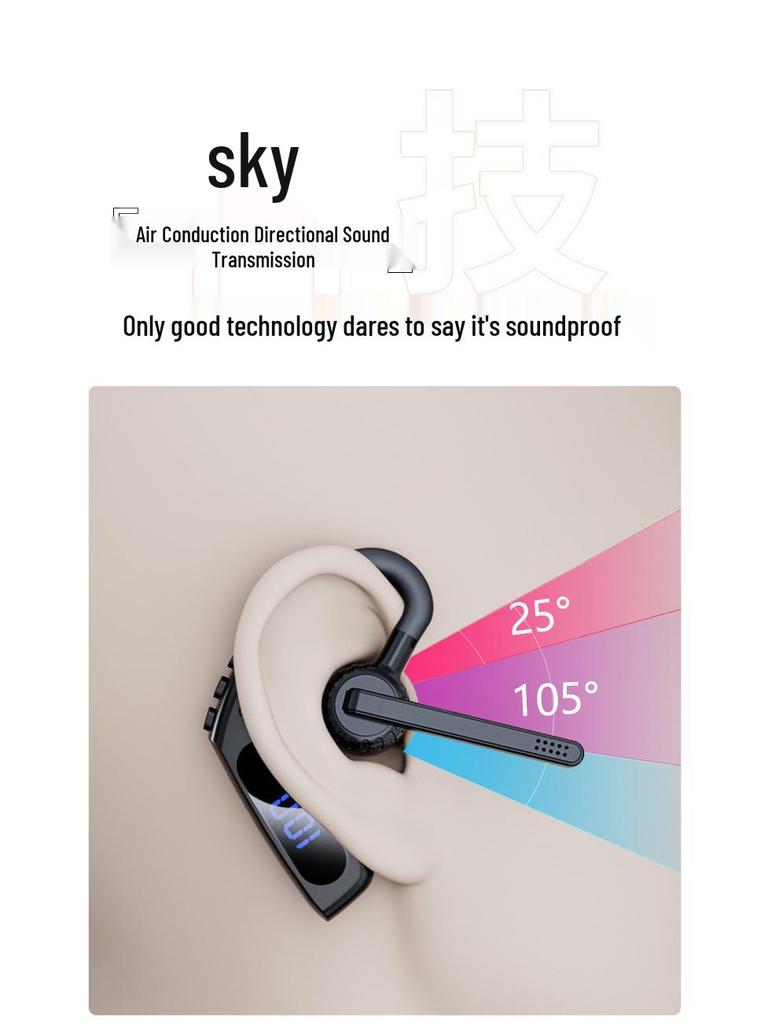V10 Noise-Cancelling Bluetooth Ear Clip with Long Battery Life and Digital Display