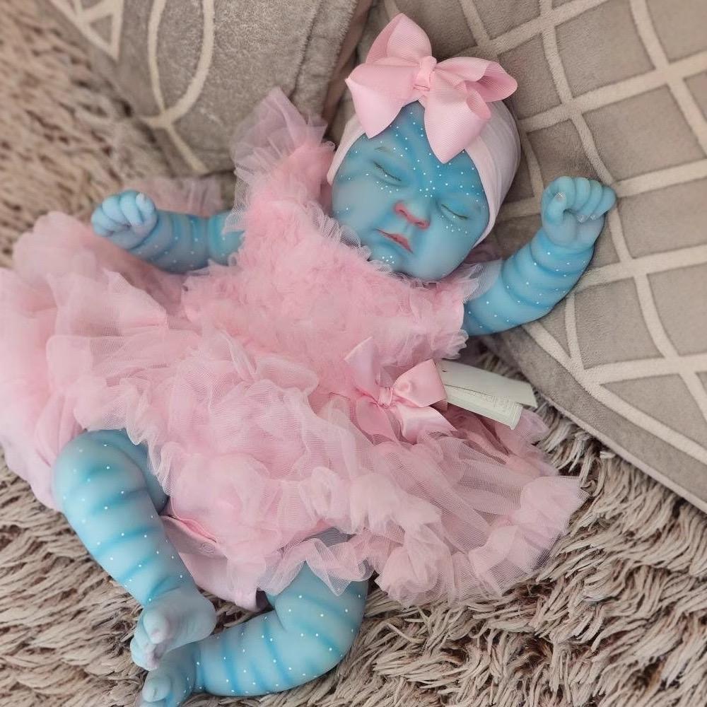 NPK 19inch Peaches Avatar Full Body Vinyl Reborn Baby Doll Handmade Realistic 3D Skin Waterproof Bath Collectible Toy
