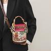 2024 New Fashion Graffiti Bucket Bag Women Street Style Round Cylinder Bag