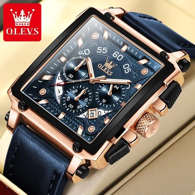 New Olevs 9919 Stone Gifts Waterproof Digital Sports Luxury Genuine Leather Strap Watches Men Wrist Men Japan Quartz Watch