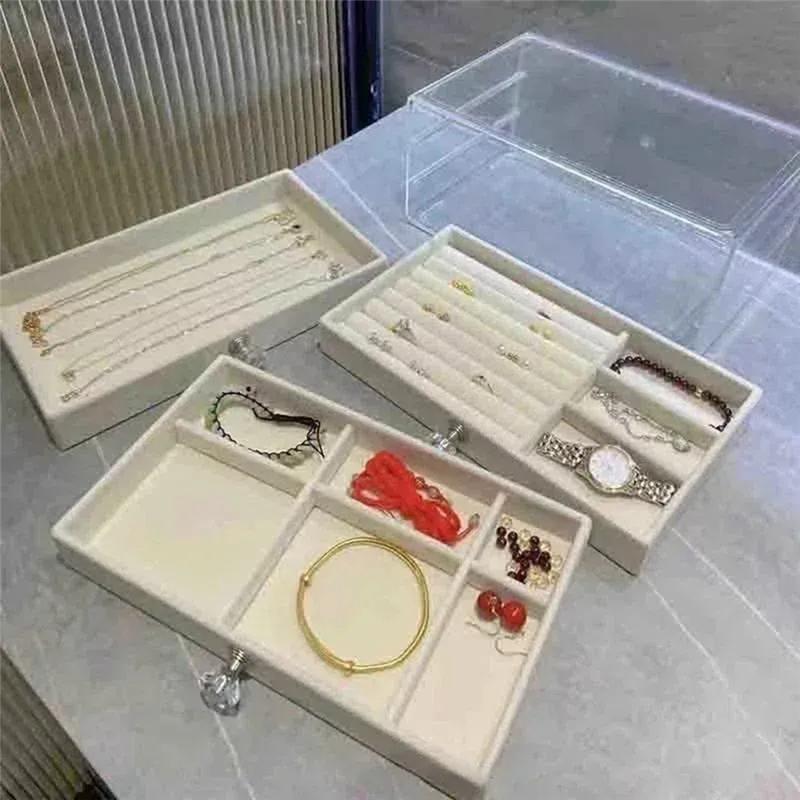 A95I-High-Capacity Large Storage Box Three Drawer Desktop Jewelry Bracelet Ring Oxidation Exquisite Grade