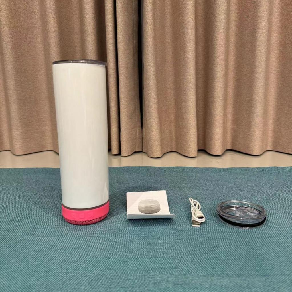 20oz 4-in1sublimation Smart Bluetooth Speaker music Straight Stainless Steel Insulated Double-layer Vacuum tumbler mug cup