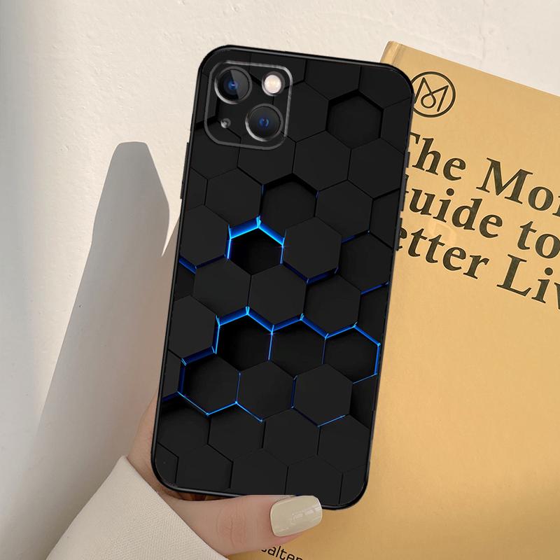 3D Hexagonal Lights Phone Case For iPhone 12 11 13 14 Pro Max X XR XS Max 7 8 Plus SE 2020 12 Mini 13 Mini Cover
