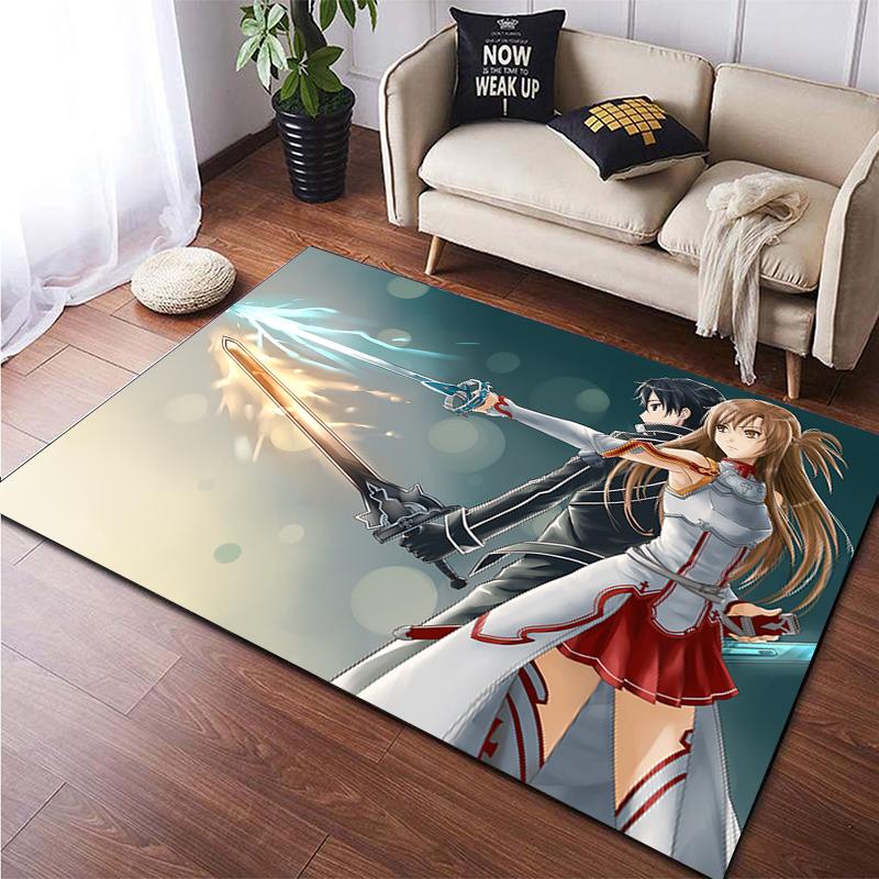 Hot Anime SAO Sword Art Online Modern House Living Room Floor Matte Bedroom Carpet Poster Mat Pattern Decorative Square Rug Gift