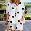 Summer Casual Polka Dot Two-Piece Set: Short Sleeve Top & Shorts