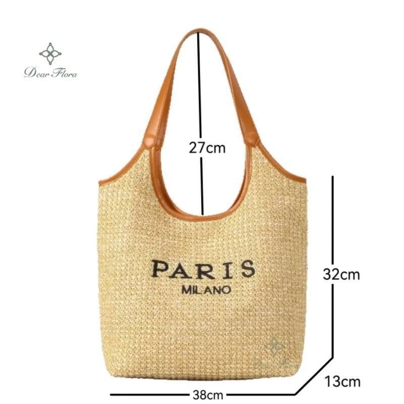 Womens Fashion Letters Straw Summer Beach Shoulder Bags Large Capacity Tote Bags Holiday Designer Casual Handmade Woven Handbags