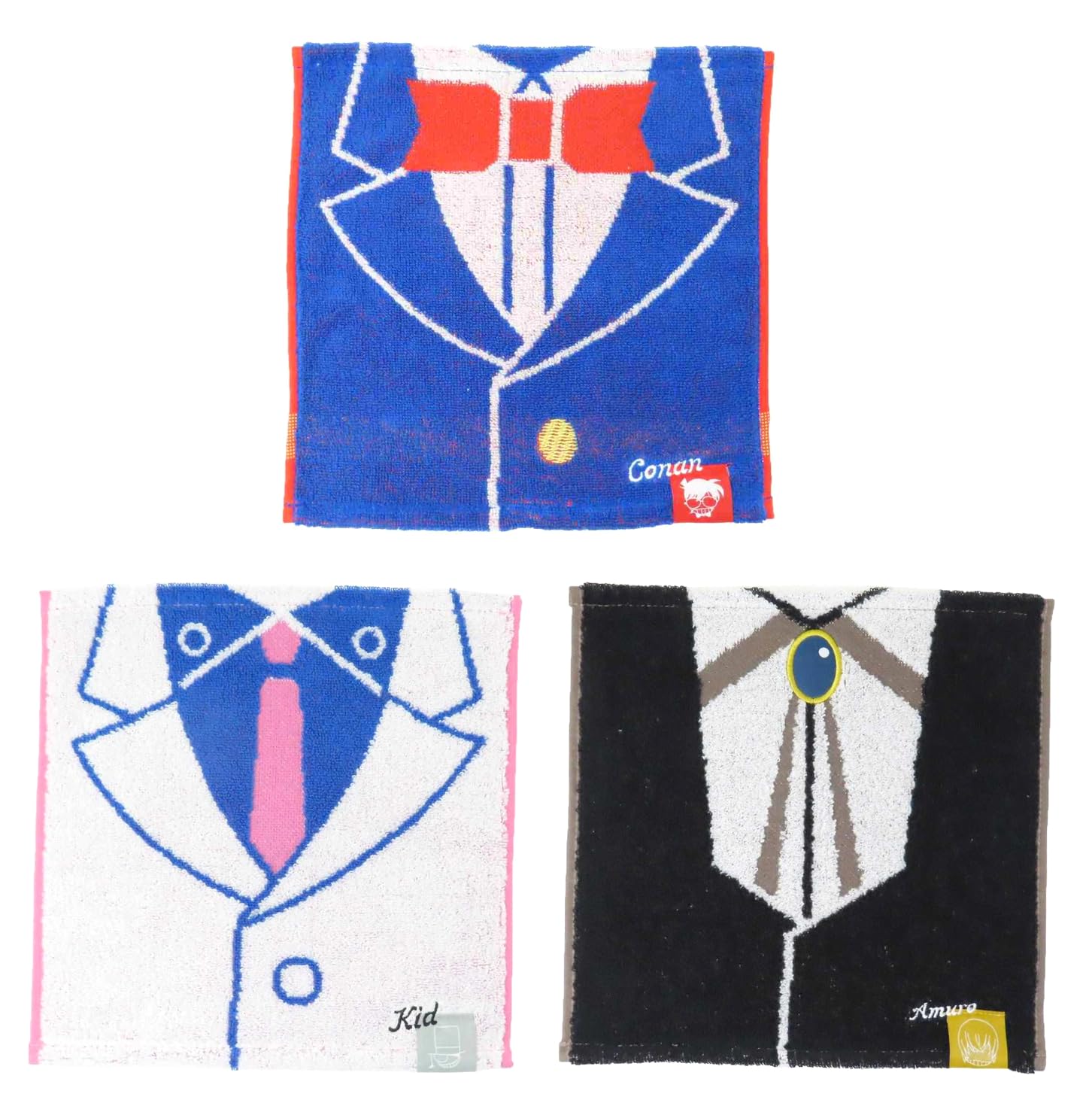 

Детектив Конан набор носовых платков 3 дизайна Эдогава Кайто и Амуро (Костюмы Конан, Кид, Тору)