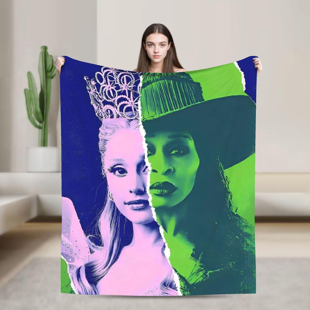 Wicked 2 Musical Movie Glinda Poster Flannel Blanket Soft Throw Blanket for Home Decor Travel Novelty Bedspread Sofa Bed Cover