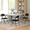 Set of 4 Folding Chairs with Padded Seat in Polyester and Steel Structure, Black