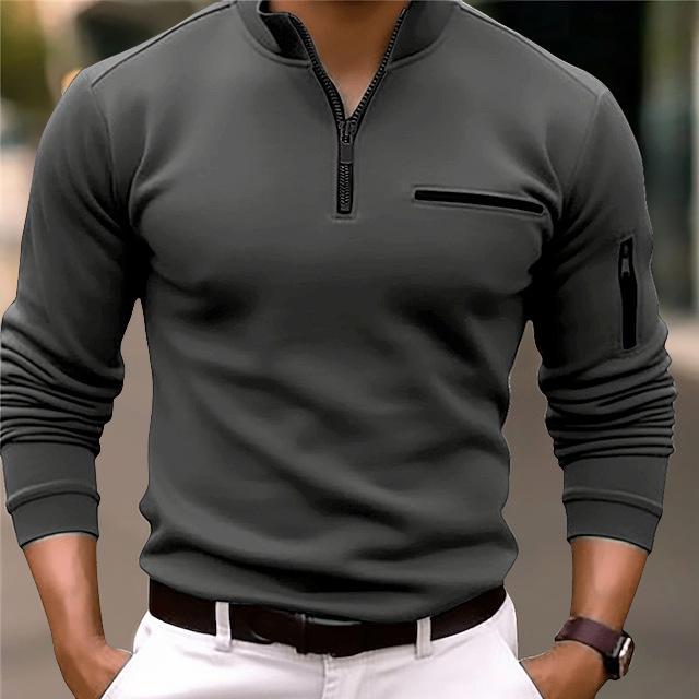 

2026 Men s Sports Polo Shirt with Arm Zipper - Spring & Autumn Collection 3X-Large темно-серого