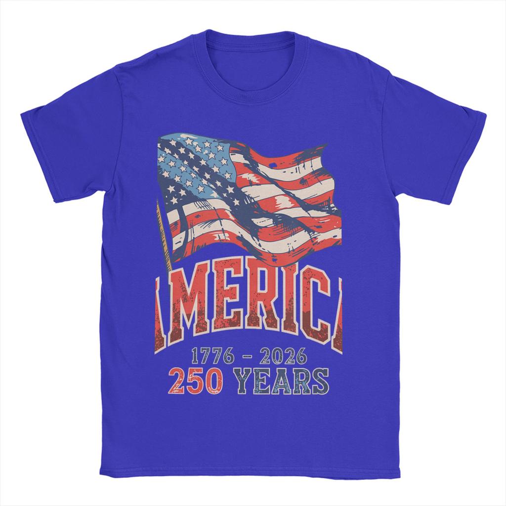 Unisexs TShirts Anniversary USA Funny Pure Cotton Tees Short Sleeve T Shirt Round Collar Tops Party