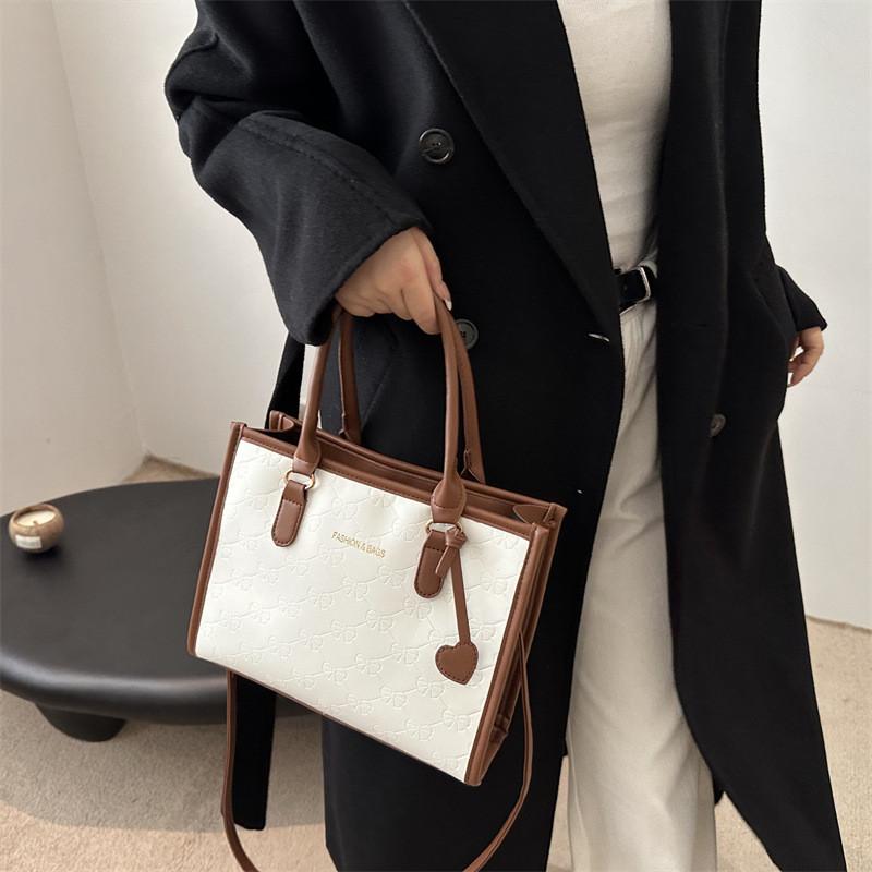 Stylish Chic Color Block Handheld Small Square Bag For Women With Bow And Plaid Design