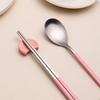 Korean Style Stainless Steel Long Handle Spoon And Chopsticks Set Solid Color Tableware Cutlery for Rice Food Soup Noodles