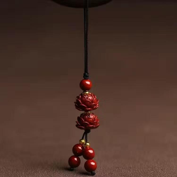 Peace Lotus Phone & Car Keychain Pendant - Imitation Cinnabar Gift for Men & Women