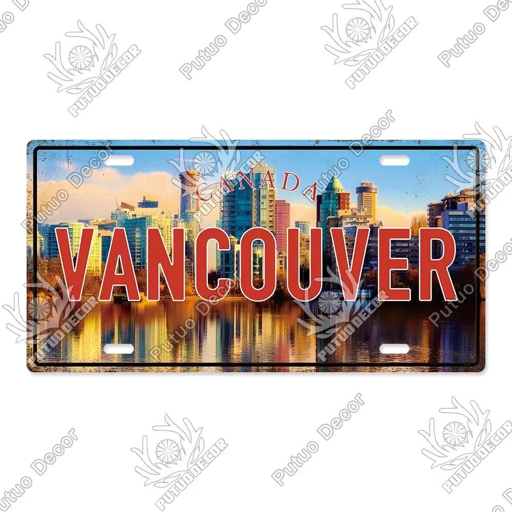 Famous City License Plate Metal Sign Vintage Decor for Home Bedroom Man Cave Wall
