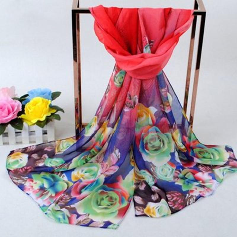 2025 New Fashion Women Floral Printing Beach Silk Scarf Shawls Female Long Wraps Beach Sunscreen Hijab