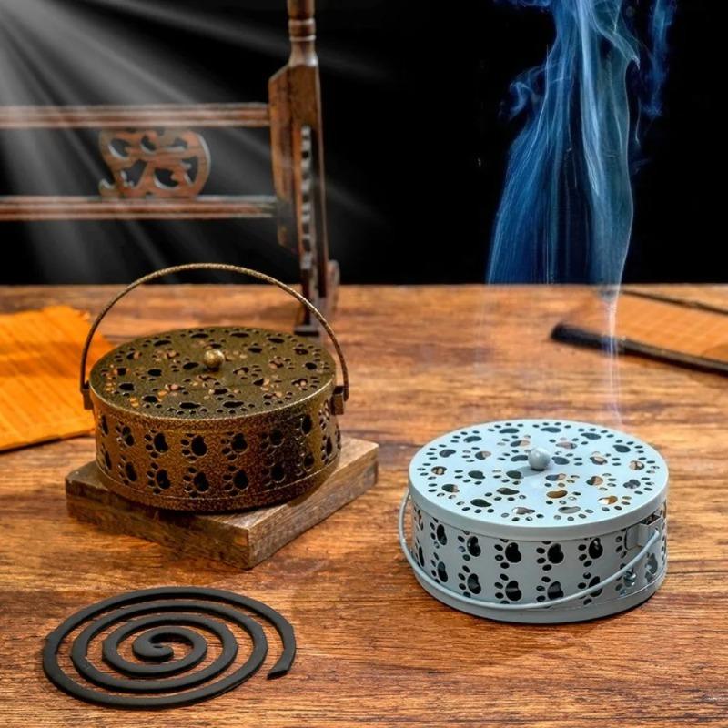 Metal Round Rack Plate Heat Resistant Anti Deformed Mosquito Coil Holder Safe Rack Plate Frame Spiral Incense Repellent