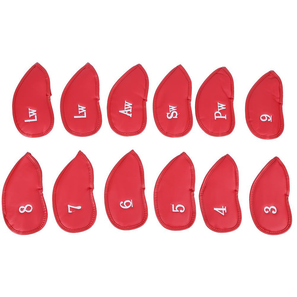 12PCS   Pattern PU Leather   Soft Convenient   Putter Cover Iron   Headcover Accessory During Outdoor Travel