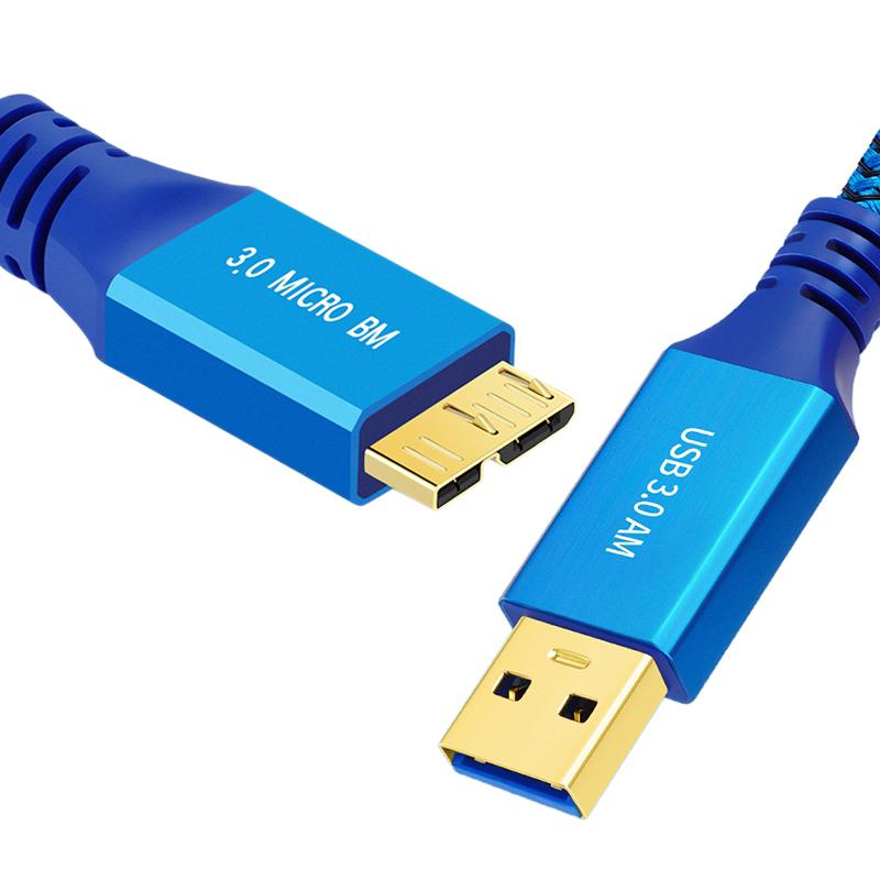 

0.6m USB 3.0 Male to Micro USB 3.0 Male Braided Cable High Speed Data Transfer Charging Wire As Shown A