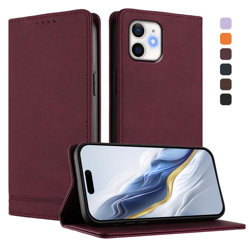Leather Wallet Flip Case with Card Slots Stand Function, Shockproof Protective Cover for iPhone 12 11 Pro Max Pro Mini XS XR X