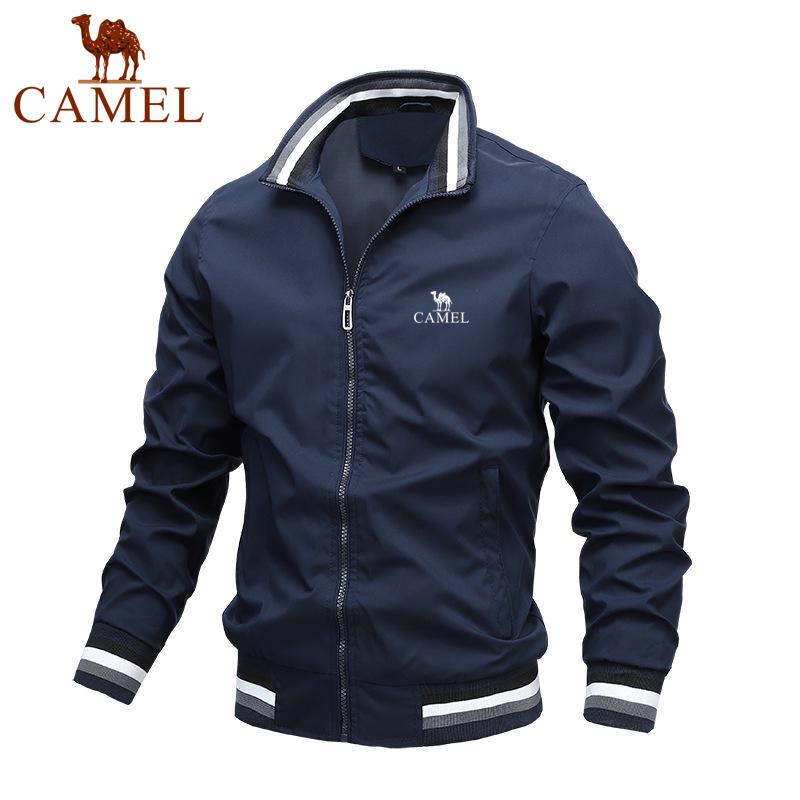 Camel Men's Spring and Autumn Outdoor Sports Solid Color Embroidered Jacket Men's Casual Jacket