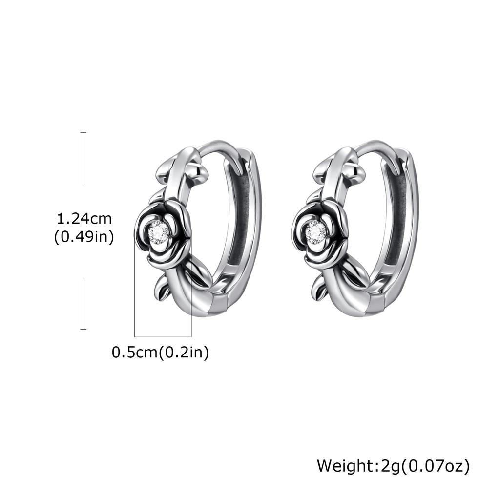 Fashion Chic Rose Fox Hoop Earrings, Silver Color Stainless Steel Small Huggies Earrings, Punk Trendy Hypoallergenic Jewelry