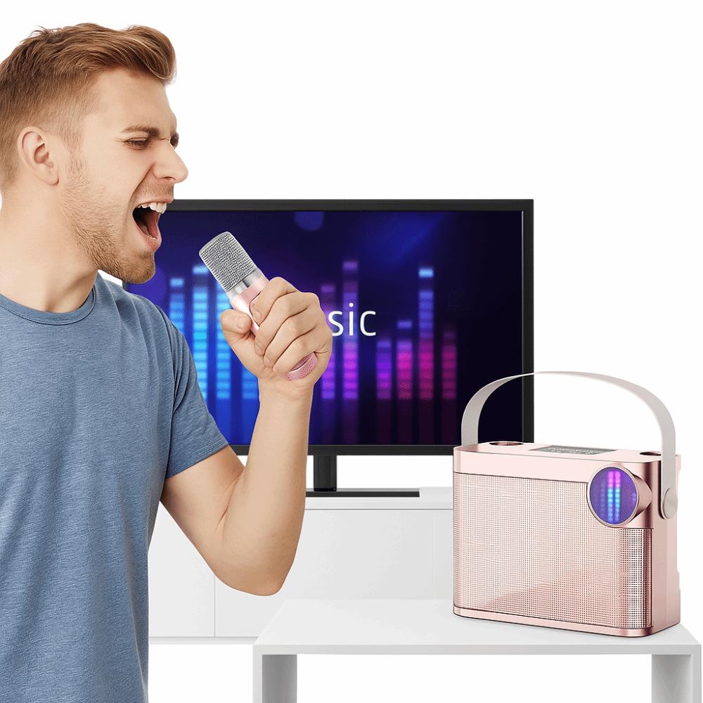 With Dual Microphone Karaoke Speaker Bluetooth 5.3 Wireless Microphone Speaker  Family Party