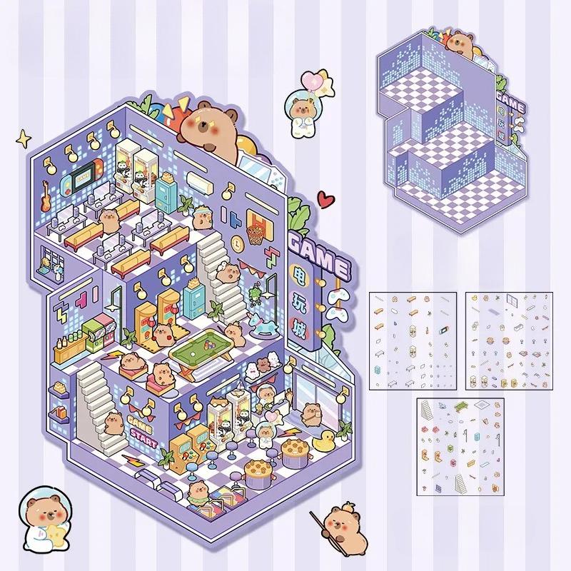 

DIY Large Size Stickers 3D Pocket Cabin Scene Stickers Children s Gifts, Birthday Gifts, DIY Stickers