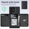 For Samsung Galaxy S25 Ultra Case Compatible with MagSafe Leather Back Phone Cover with Detachable Card Bag