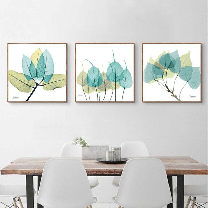 Pittura su Tela Nordica Foglie di Piante Trasparenti Fiori Stile Moderno e Semplice Per Soggiorno Cucina Camera da Letto Corridoio