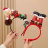 Festive Plush Antler & Bow Sequin Headband: 3D Christmas Hair Accessory